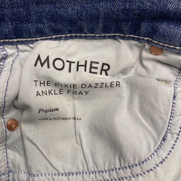 MOTHER PIXI DAZZLER ANKLE FRAY IN POPISM HIGH WAISTED RAW HEM STRAIGHT LEG SZ 26 - Picture 10 of 16